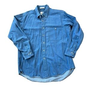 Vintage Van Heusen Single Needle USA Made Cotton Chambray Shirt Mens 16 32/33